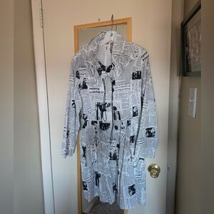 Chic Newspaper Print Trench Coat